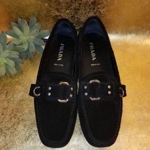 Prada  womens suede loafers